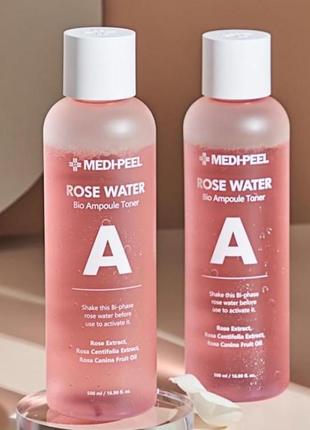 Зволожуюче-заспокійливий тонер medi-peel rose water bio ampoule toner1 фото