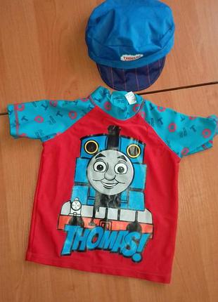 Солнцезащитная кофта для плаванья и кепка  для мальчика на 2-3 года.