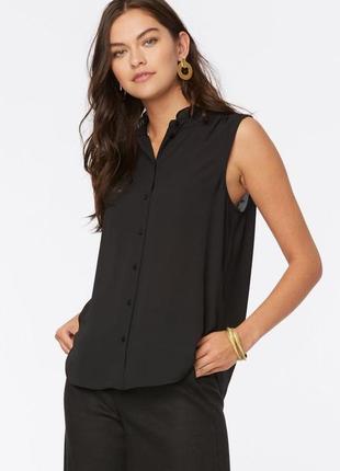 Черная рубашка свободный топ блузка без рукавов1 фото