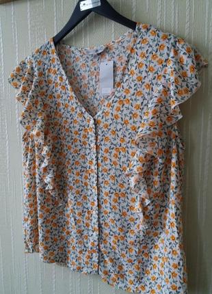 F&f блуза з рюшами в дрібний квітковий принт з віскози3 фото