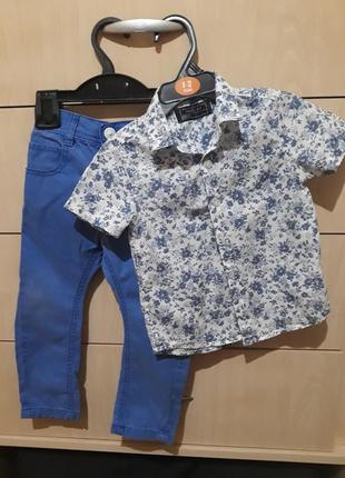 Комплект набор вещей мальчику 2 года рубашка брюки джинсы хлопок коттон10 фото