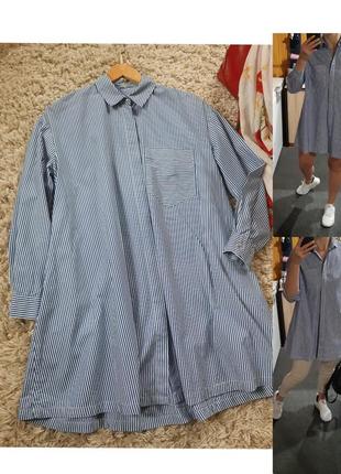 Стильное платье рубашка с карманами / в полоску/свободный крой,stradivarius, p. s-m8 фото