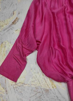 Блуза туніка кімоно шовкова красива рожева3 фото