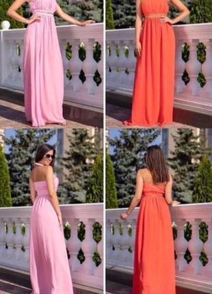 Платье для подружек 2шт, розовое шифон для дружок