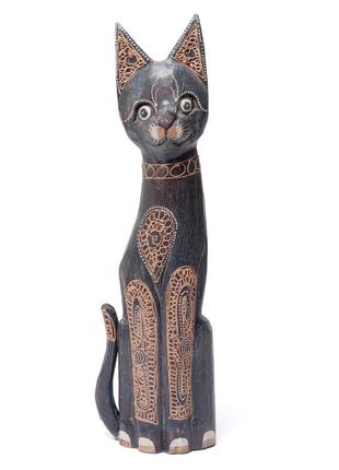 Статуэтка кошка деревянная расписная высота 50см1 фото