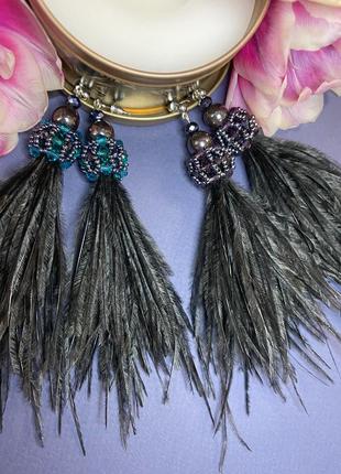 Сережки з пір’я страуса