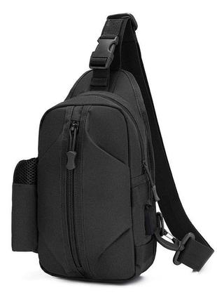 Тактична сумка-рюкзак, барсетка, бананка на одній лямці, чорна. t-bag 446