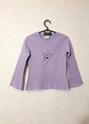 Pocopiano футболка с длинным рукавом сиреневая на девочку 5-6лет кофточка трикотаж хлопок