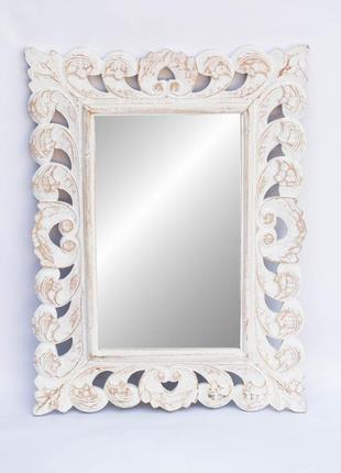Зеркало настенное в резной деревянной раме ажур размеры 80см*60см1 фото