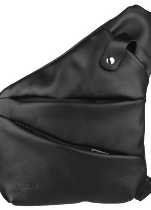 Мужская сумка-слинг через плечо микс канваса и кожи