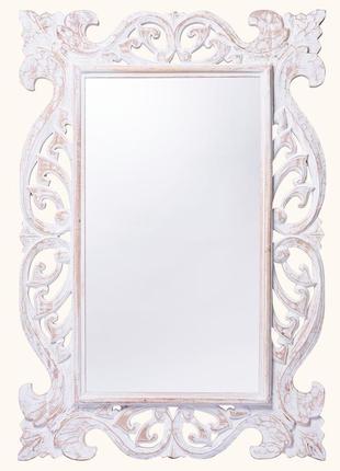 Зеркало настенное прямоугольное ажур в резной деревянной раме 100см*70см