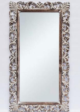 Зеркало настенное в деревянной резной раме наружные размеры 145см*80см1 фото