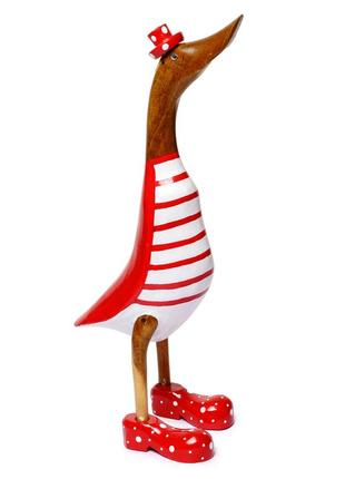 Статуетка качка дерев'яна у червоних чоботах висота 25см