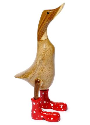 Статуетка качка дерев'яна в червоних чоботях висота 40см