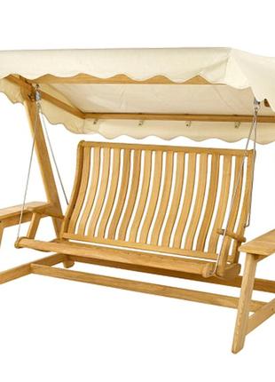 Качелі лавка садового " модена" тикове дерево шир.200,вис.196,гл.140