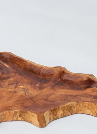 Фруктовниця дерев'яна з тикового дерева, корга плоска,65 см1 фото