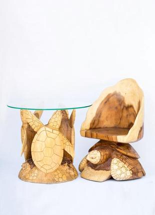 Стол кофейный деревянный декоративний выс 50см диаметр 60см3 фото