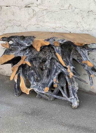 Стол консольный из массива корня тикового дерева,высота 80см