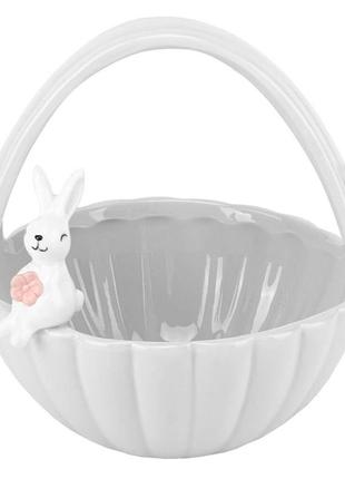 Керамічний кошик, вазочка, цукерка "милий кролик" 17х16,2х14, см. великодня кераміка, посуд на shife1 фото