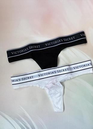 Набір трусиків, стрінги з лого резинкою, victoria's secret