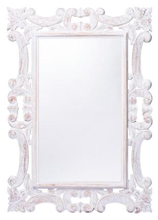Зеркало настенное в резной деревянной раме белого цвета ажур 100см*70см