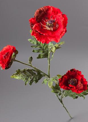 Искусственный цветок мак красный  (97 см)
