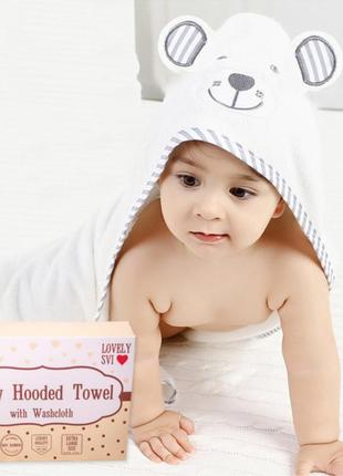 Детское полотенце с капюшоном lovely svi - банное полотенце для детей - полотенце уголок ( 0-5 лет)