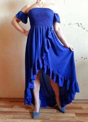 Сине -фиолетовое пляжное платье в стиле бохо