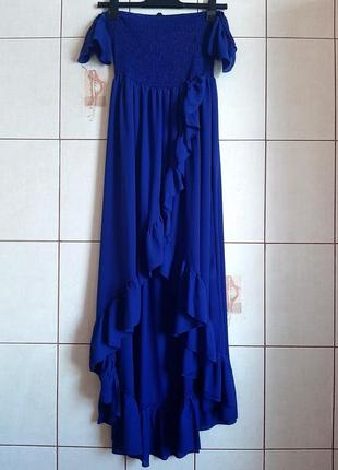 Сине -фиолетовое пляжное платье в стиле бохо5 фото