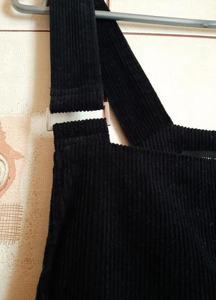 Натуральный черный базовый сарафан из микровельвета с накладными карманами 100% хлопок5 фото