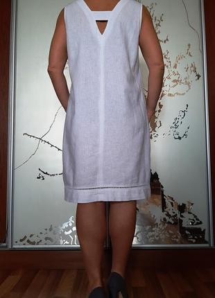 Белоснежное натуральное платье лен+вискоза2 фото