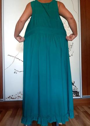 Натуральное бирюзово-зеленое платье макси из 100% вискозы7 фото