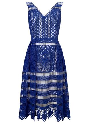 Новое шикарное платье из кружева цвета королевский синий1 фото