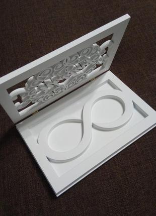 Деревянная коробочка для свадебных колец, белая2 фото