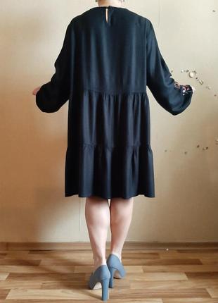 Натуральне чорне ярусну сукні з вишивкою 100% віскоза2 фото