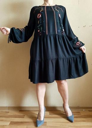 Натуральне чорне ярусну сукні з вишивкою 100% віскоза4 фото