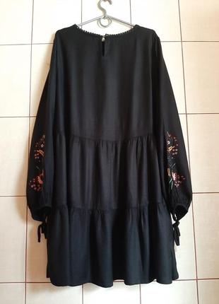 Натуральне чорне ярусну сукні з вишивкою 100% віскоза9 фото