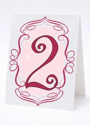 Номерок под номерки на свадебный стол в фиолетово-белых тонах