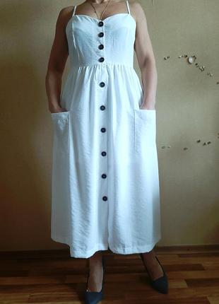 Белоснежное легкое платье-сарафан ivivi