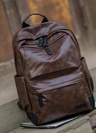 Мужской кожаный черный коричневый рюкзак ранець портфель мужская сумка для ноутбука