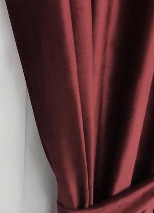 Порт'єрна тканина для штор оксамит темно-бордового кольору4 фото