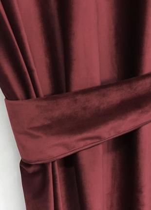 Порт'єрна тканина для штор оксамит темно-бордового кольору6 фото