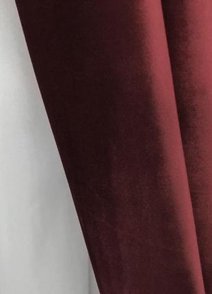 Порт'єрна тканина для штор оксамит темно-бордового кольору8 фото
