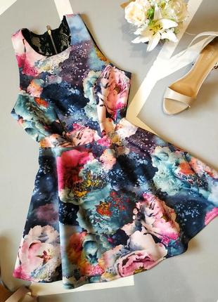 Красиве квіткове плаття з неопрену пишна спідниця короткий