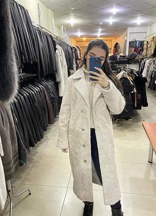 Шикарное пальто из натуральной овчины (кёрли)