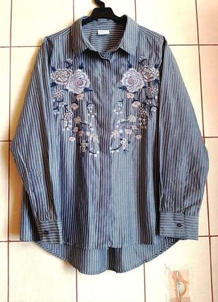 Базовая рубашка в полоску с вышивкой из цветов от infinity woman