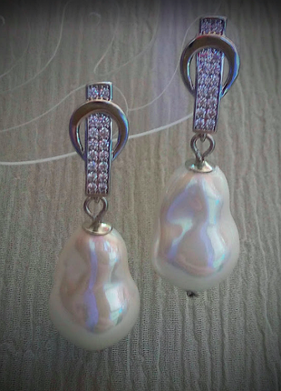 Серьги кулон браслет барочный жемчуг майорка платье свадьба подарок серебро золото вечернее рубашка