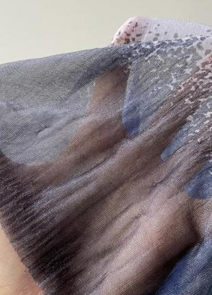 Синий пятнистый шаль палантин шарф платок шифон9 фото
