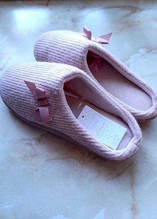 Новые теплые комнатные тапочки пудрового цвета 39-40р
