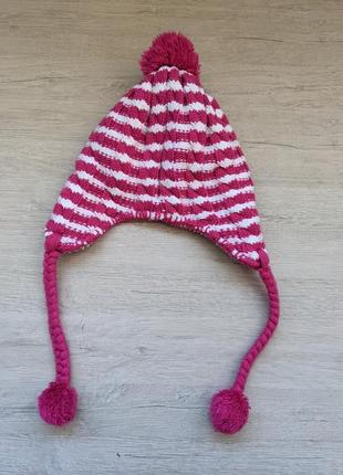 Тепла гарна зимова шапка, з косичками рожева the north face оригінал5 фото